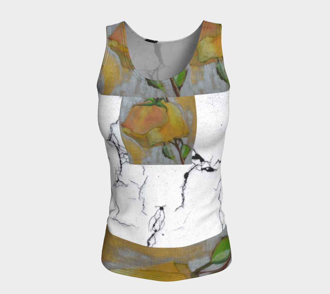 rose yellow and marble fitted tank top